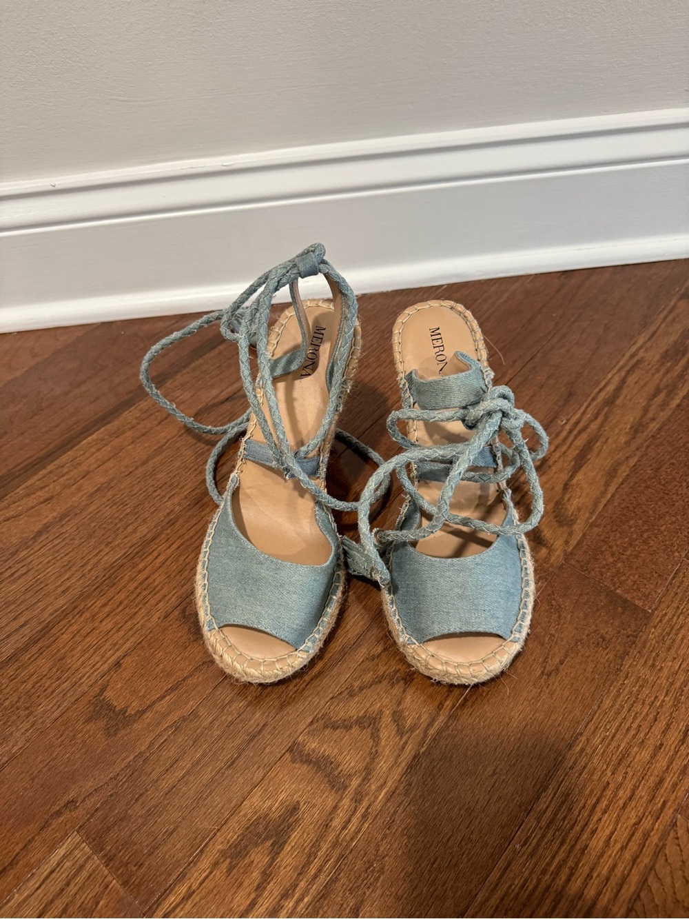 Merona Light Blue Lace-Up Espadrille Wedges